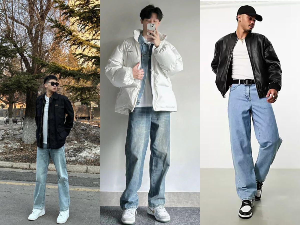 Quần jean nam + áo khoác ngoài chuẩn men đón gió lạnh