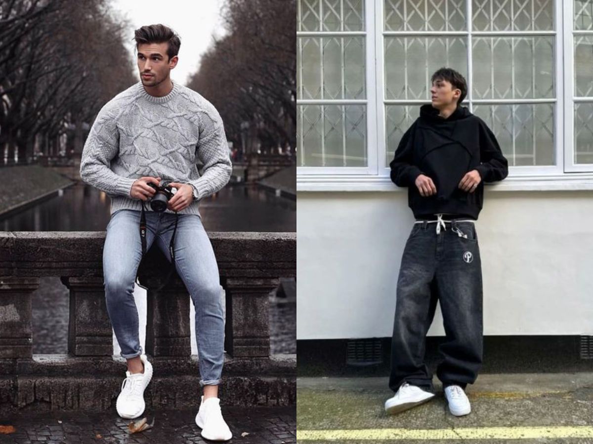 Kết hợp quần jean nam cùng áo giữ ấm bên trong