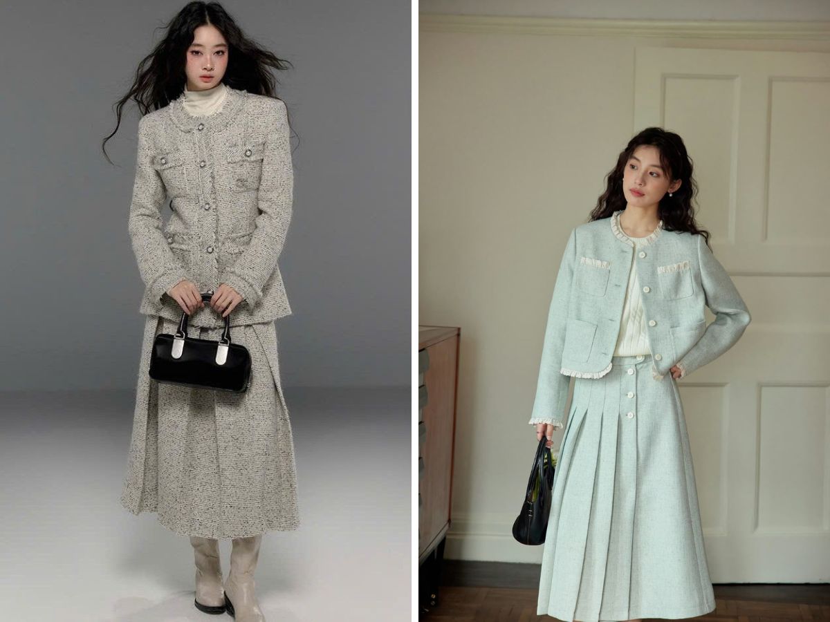 Set đồ dạ tweed sang trọng