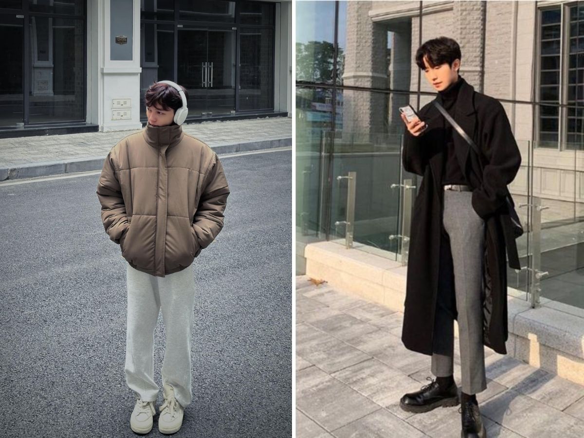 Ấm áp cùng Quần ống rộng + Áo khoác dài/Áo phao