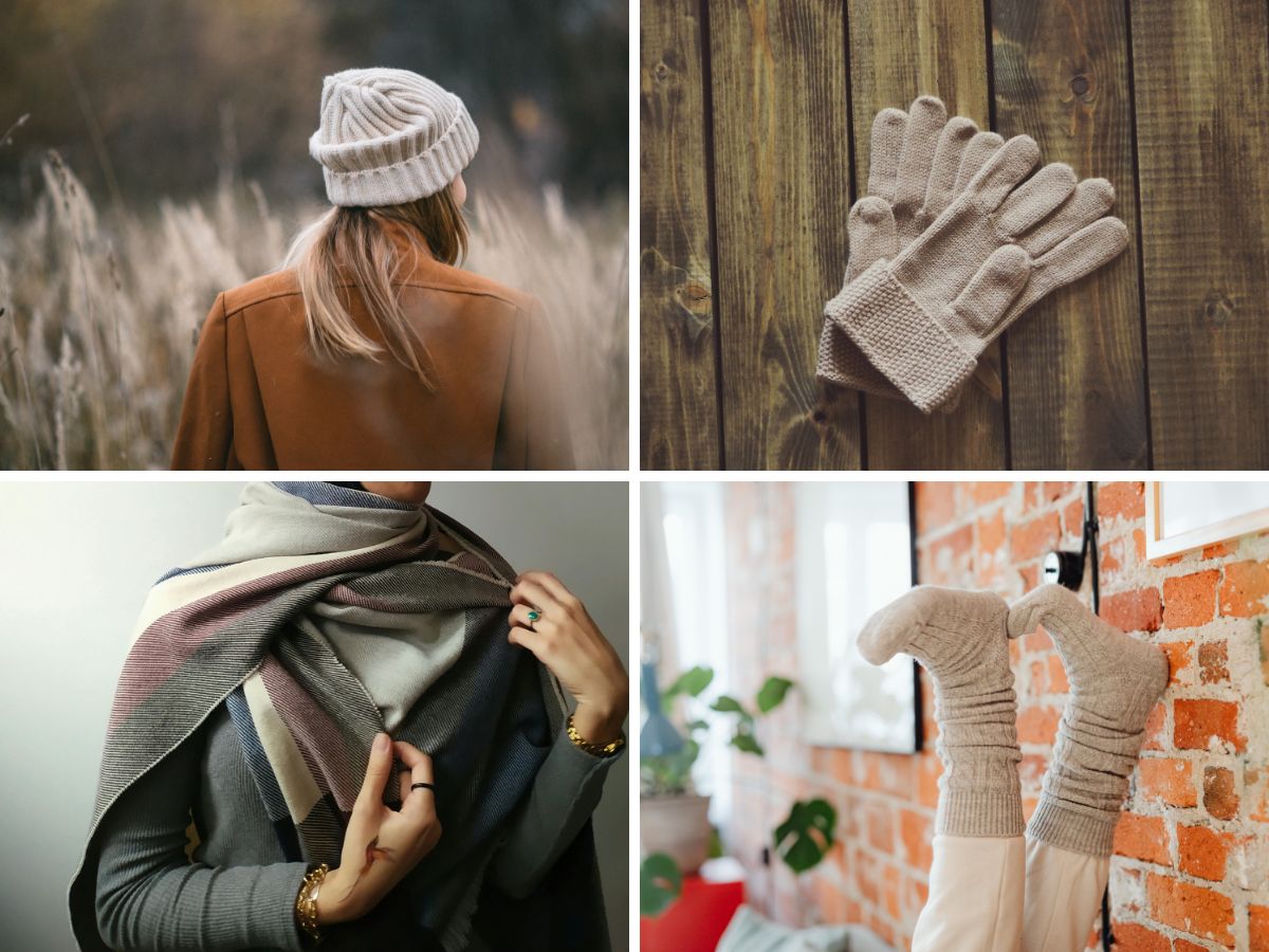 Bổ sung thêm phụ kiện như mũ, tất để tăng sự ấm áp nhé