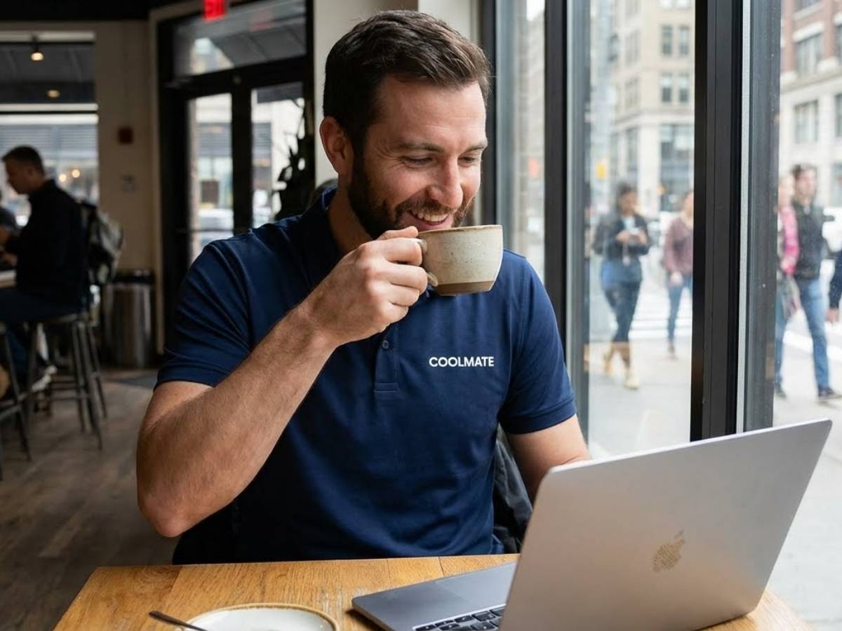 Một người đang sử dụng sản phẩm có logo thương hiệu một cách tự nhiên trong đời sống