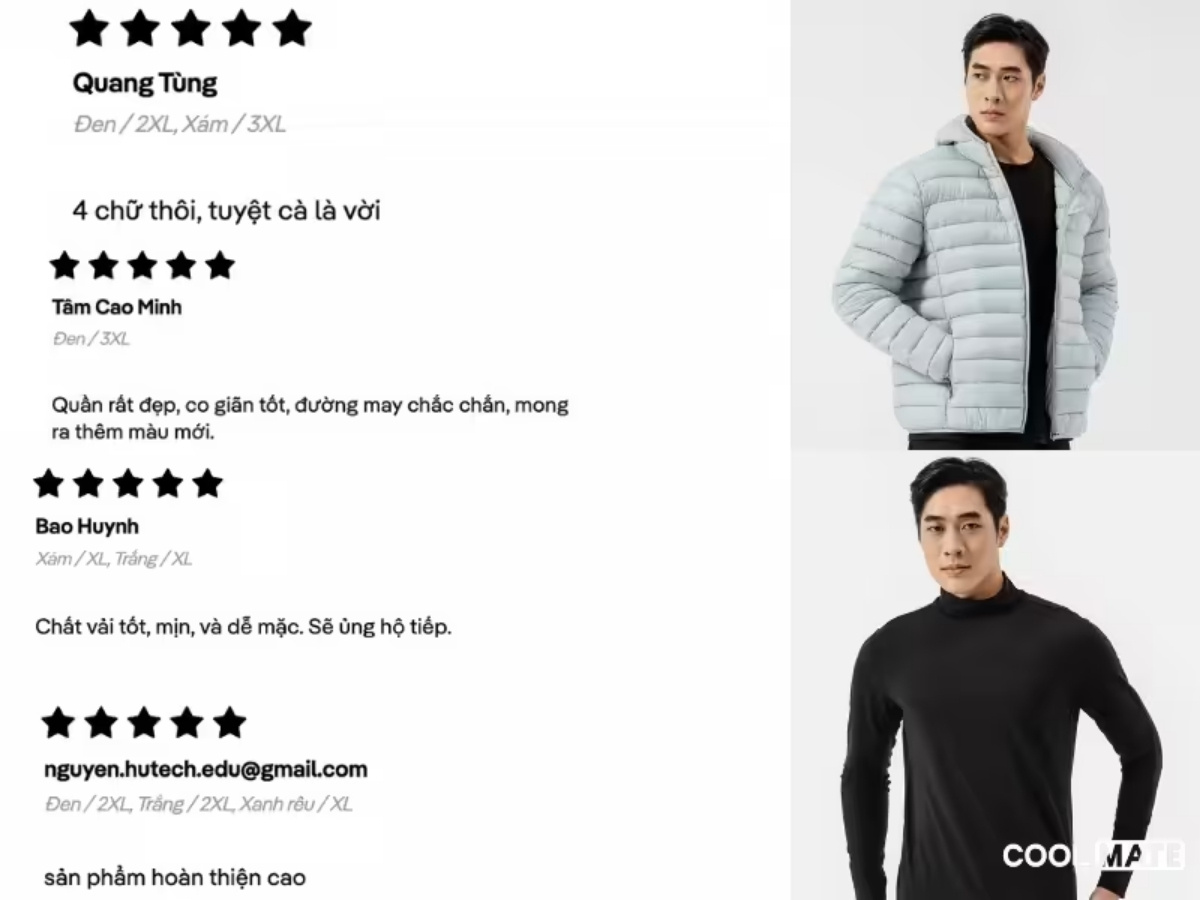 Một khách hàng vui vẻ nhận set quà áo thun và túi vải từ Coolmate