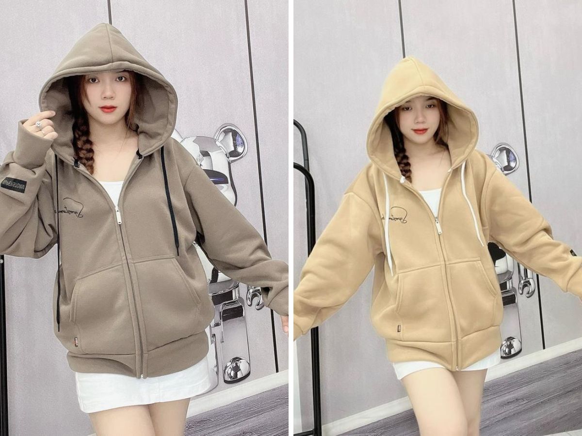 Cách phối áo khoác nỉ local brand cho nữ khá đơn giản