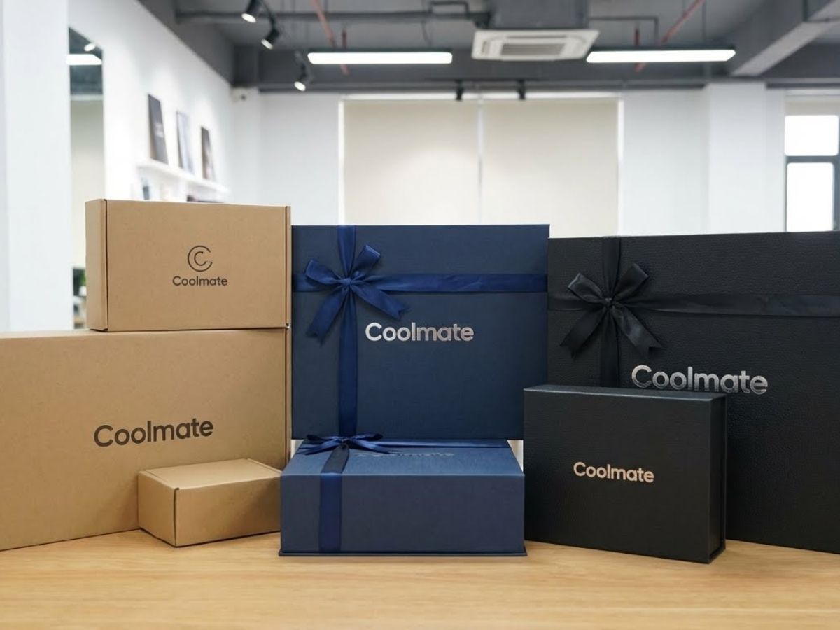 Nhiều loại hộp quà khác nhau của Coolmate, từ đơn giản đến cao cấp