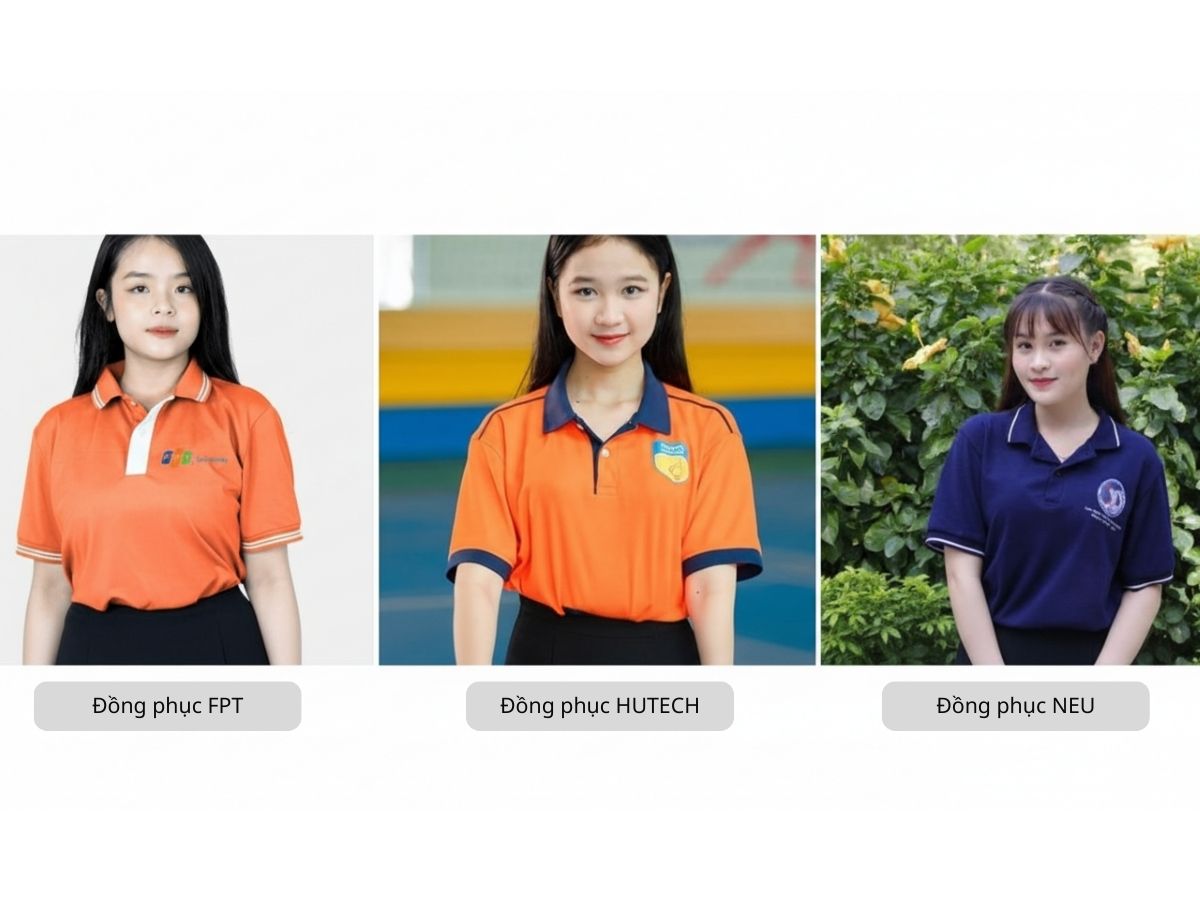 Hình ảnh đồng phục của Đại học FPT, HUTECH và NEU