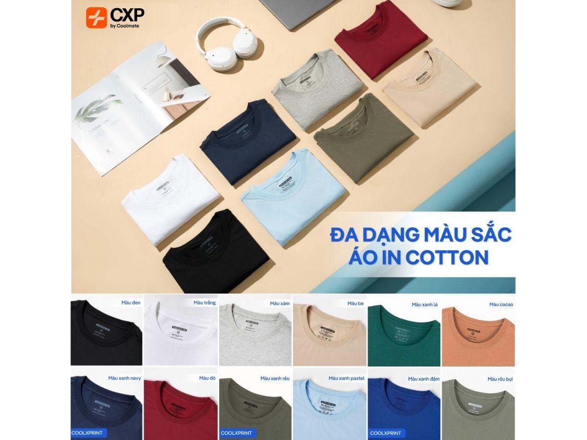 Đa dang màu sắc áo in Cotton