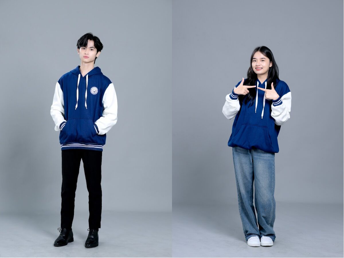 Outfit cùng áo đồng phục hoodies 